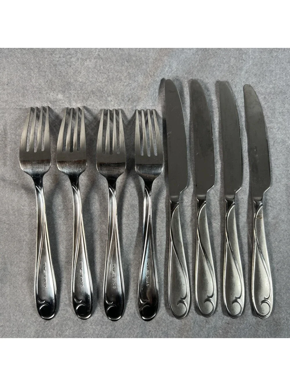 Four Piece Knife And Fork Stainless Steel Swirl Design